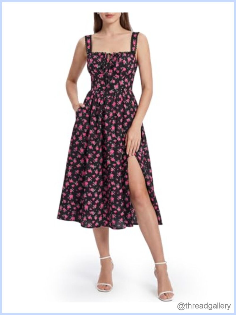 Floral Corset Dress Women Summer Cottagecore Milkmaid Sundress with Pockets